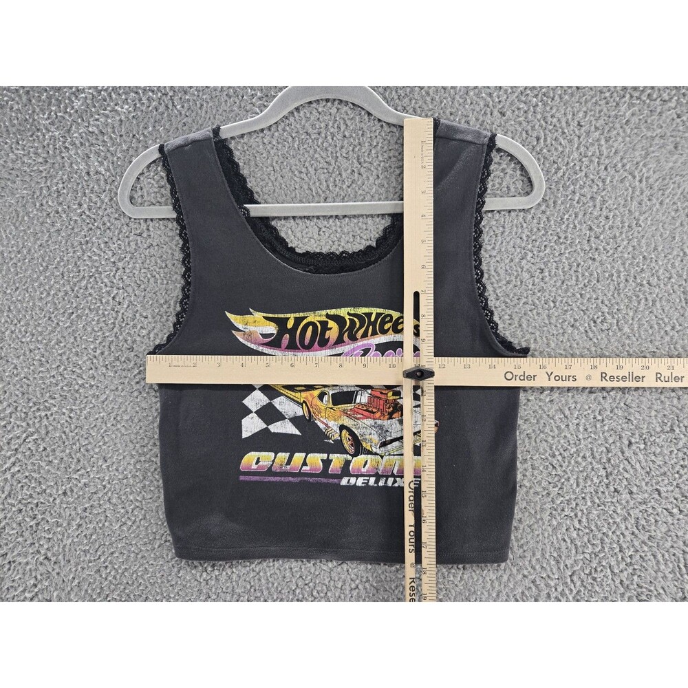 Hot Wheels Shirt Womens Small Black Racing Custom Deluxe Crop Lace Tank Top Car - Picture 5 of 7